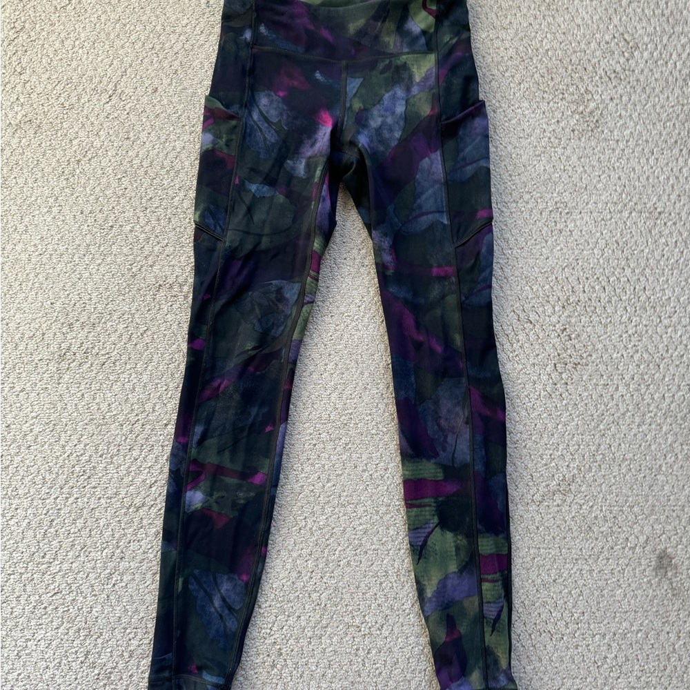 Lululemon Athletica Aura Dark Chrome Green and Purple Leggings
